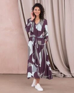 Long Sleeve Tie Front Midi Dress -Celtic & Co Store 144521
