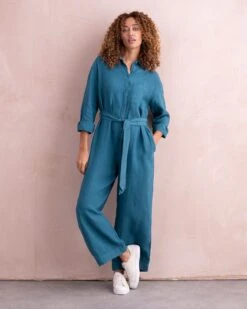 Pure Linen Long Sleeve Jumpsuit
