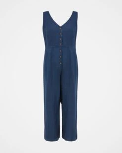 Pure Linen V Neck Sleeveless Jumpsuit -Celtic & Co Store 158774