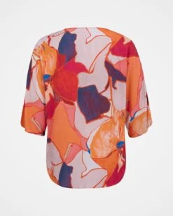 V Neck Button Through Drape Blouse 10 V Neck Button Through Drape Blouse -Celtic & Co Store 158805