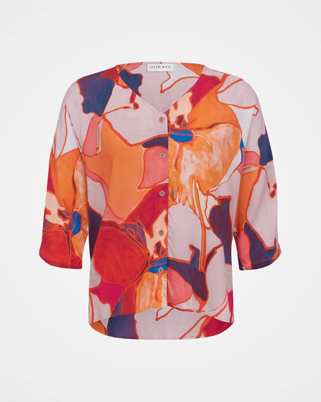 V Neck Button Through Drape Blouse 4 V Neck Button Through Drape Blouse - Image 2