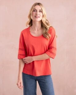 Organic Cotton Sleeve Detail Jersey Top -Celtic & Co Store 166903