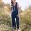 Pure Linen V Neck Sleeveless Jumpsuit -Celtic & Co Store 168122