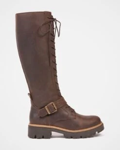Knee High Strap Detail Lace Up Boots -Celtic & Co Store 173683