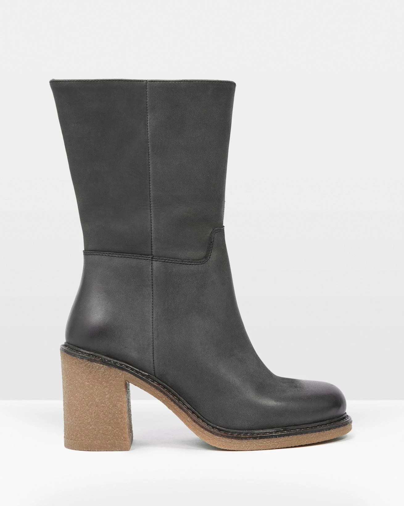 Crepe Block Heel Ankle Boots 3 Crepe Block Heel Ankle Boots