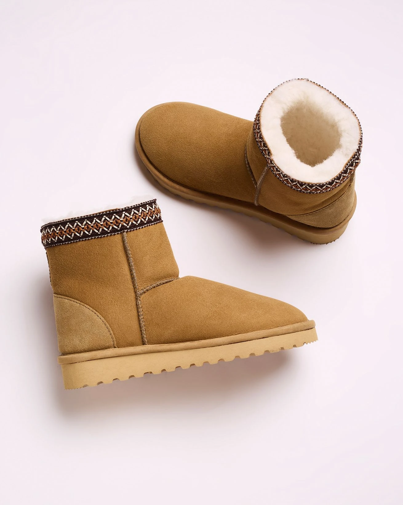 Braid Trim Shearling Shortie Boots 3 Braid Trim Shearling Shortie Boots