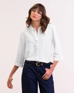 Linen Blend Pleat Back Shirt -Celtic & Co Store 187051