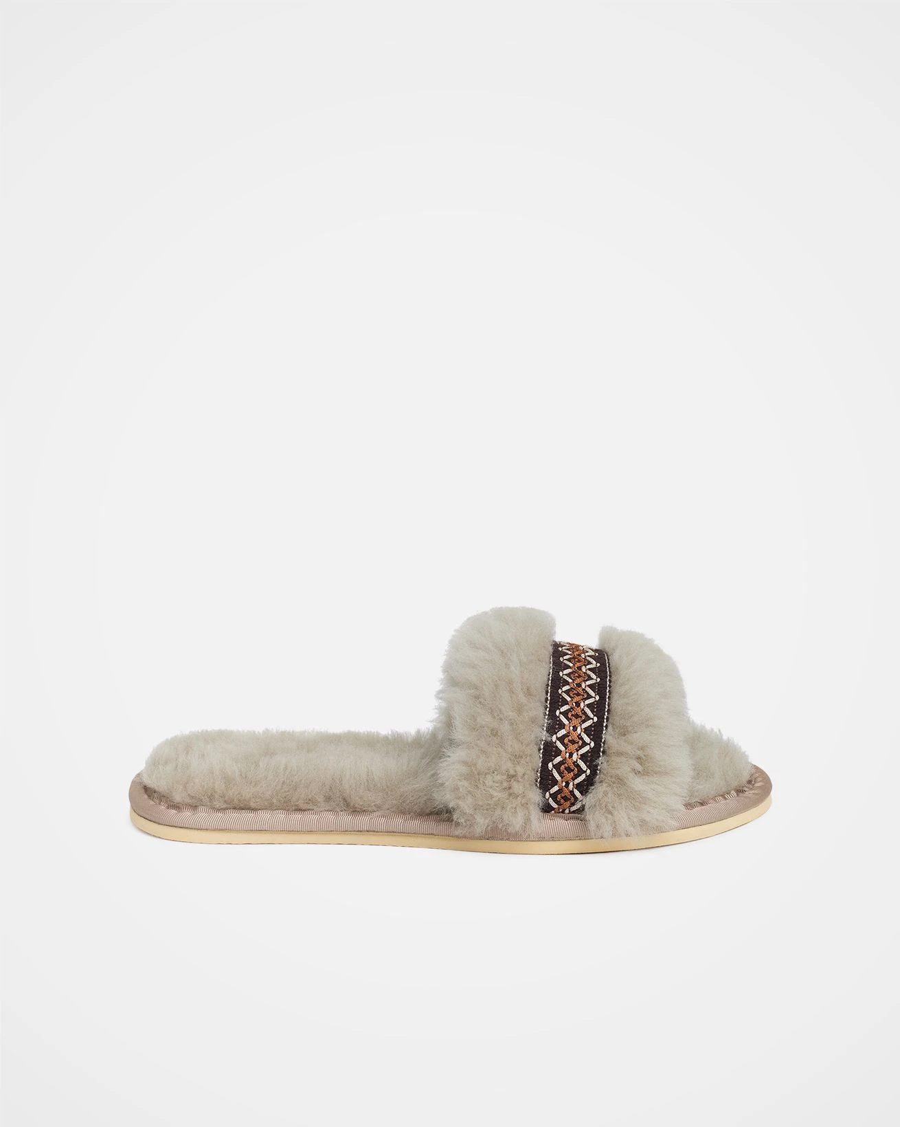 Braid Trim Shearling Slide 3 Braid Trim Shearling Slide