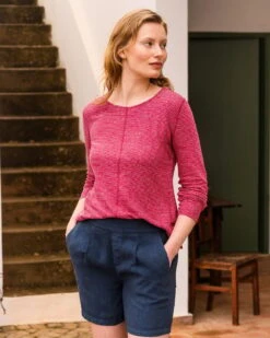 Linen Blend Long Sleeve T Shirt