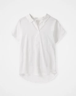 Linen Blend Grown On Short Sleeve Relaxed Blouse -Celtic & Co Store 189092