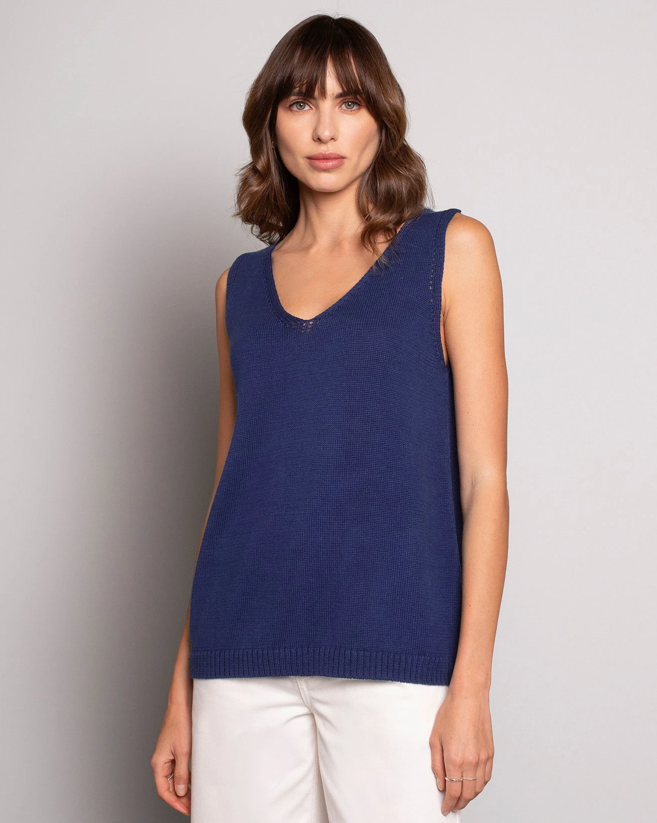 Organic Cotton Knitted V Neck Sleeveless Top 5 Organic Cotton Knitted V Neck Sleeveless Top - Image 3