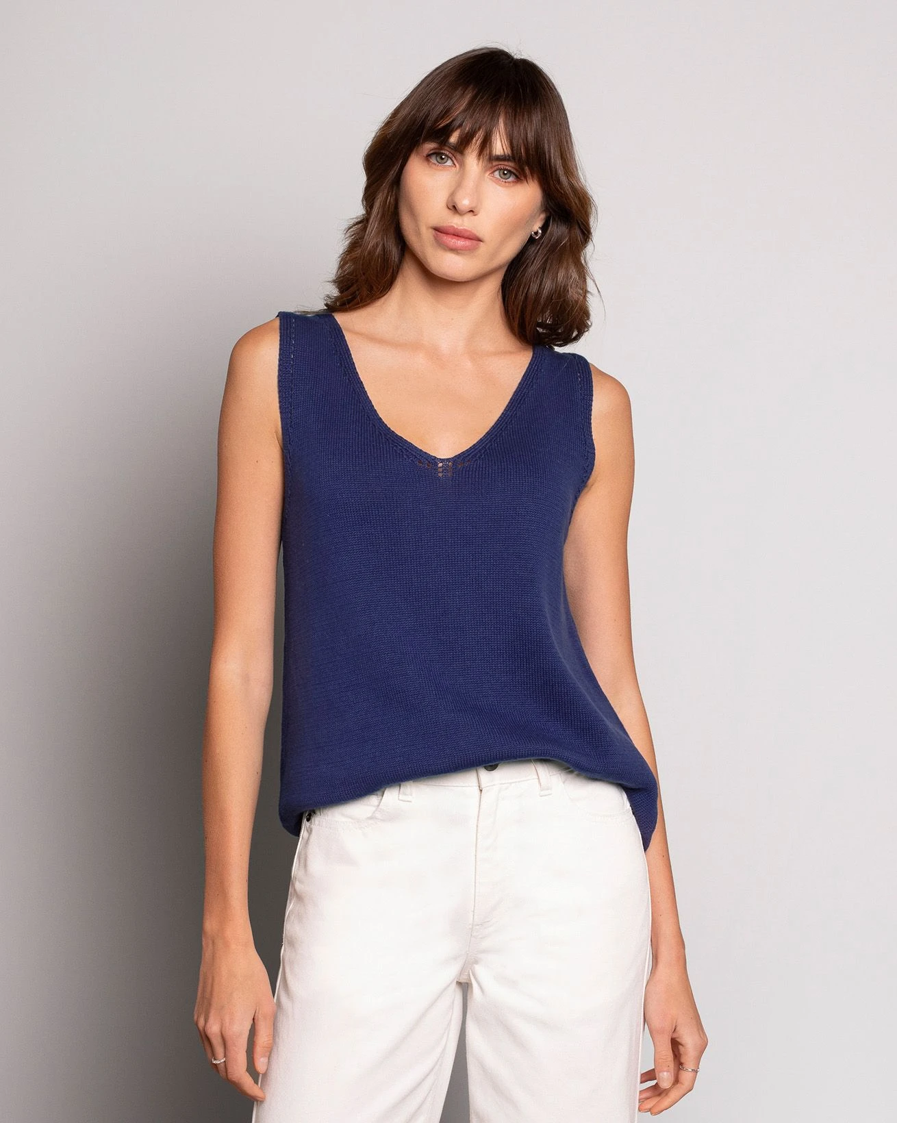 Organic Cotton Knitted V Neck Sleeveless Top 4 Organic Cotton Knitted V Neck Sleeveless Top - Image 2
