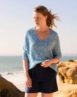 Yarn Twist V Neck Slouch Sweater -Celtic & Co Store 190604