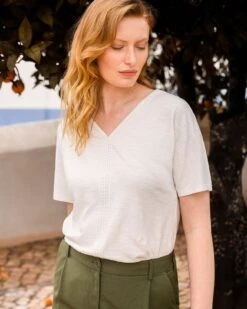 Organic Cotton V Neck Trim Top