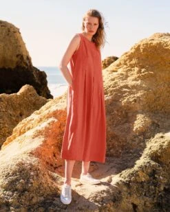 Linen Sleeveless Midi Swing Dress -Celtic & Co Store 195601