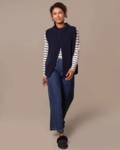 Donegal Ribbed Sleeveless Cardigan -Celtic & Co Store 196980