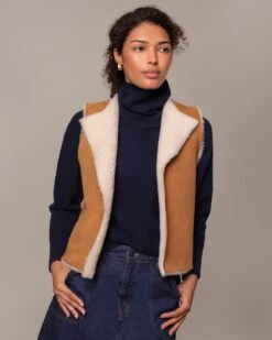 Raw Edge Reversible Shearling Vest -Celtic & Co Store 197077