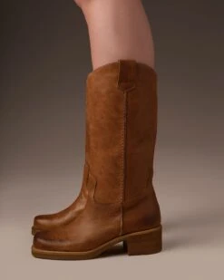 Tall Tab Detail Leather Boots -Celtic & Co Store 197395