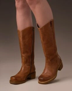 Tall Tab Detail Leather Boots