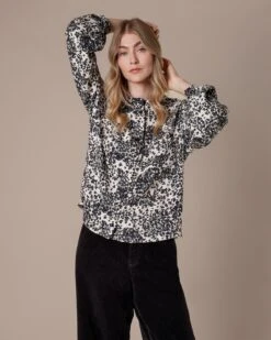 Printed Drop Shoulder Collarless Shirt -Celtic & Co Store 200129