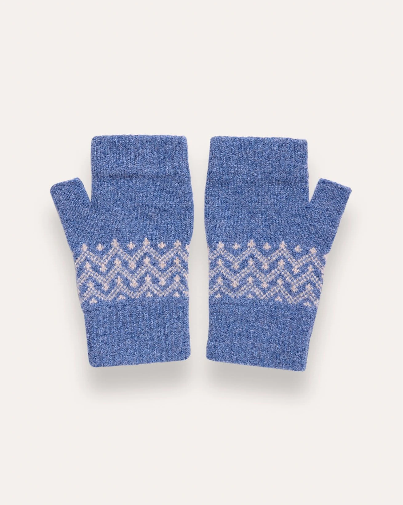 Lambswool Ripple Fair Isle Fingerless Gloves 5 Lambswool Ripple Fair Isle Fingerless Gloves - Image 3