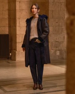 Drawcord Detail Hooded Coat