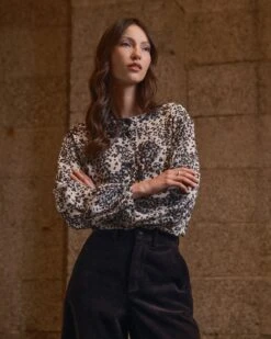 Printed Drop Shoulder Collarless Shirt