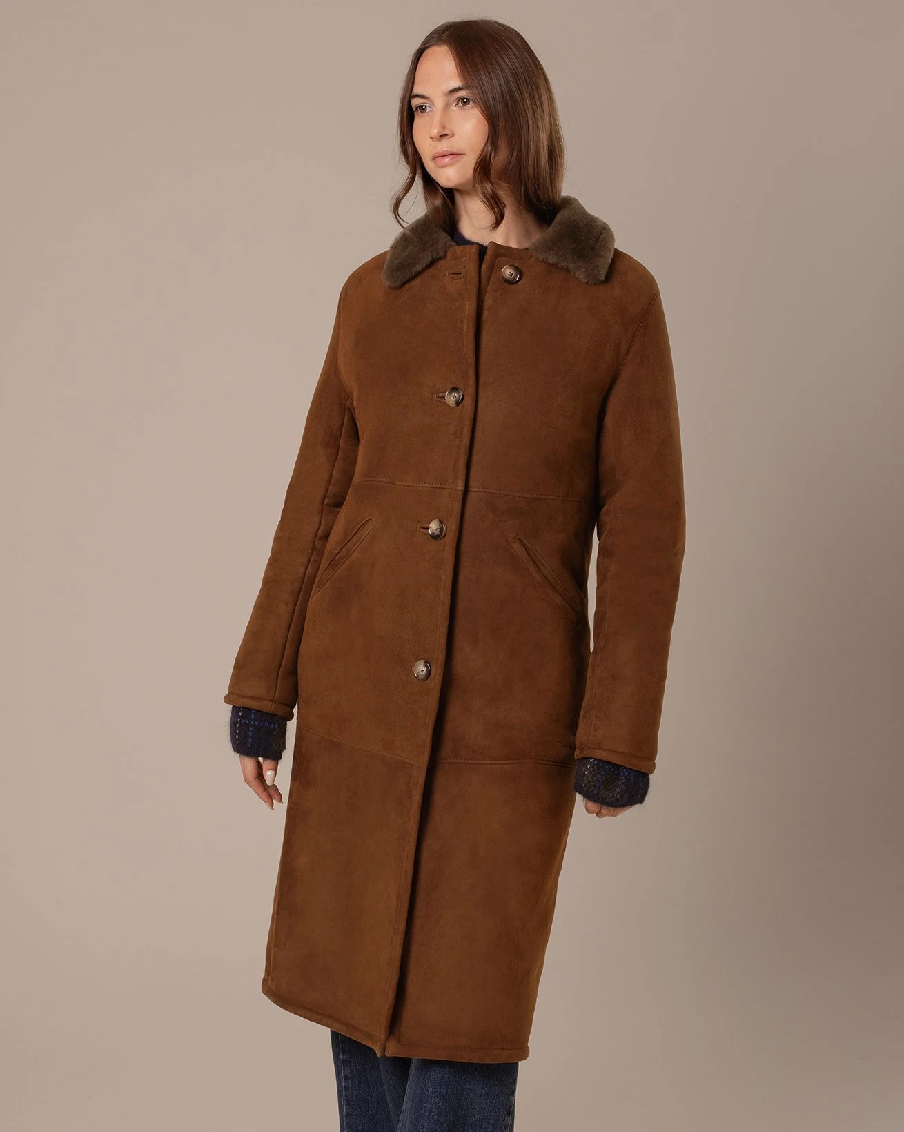 Shearling Collared Long Coat 10 Shearling Collared Long Coat - Image 8