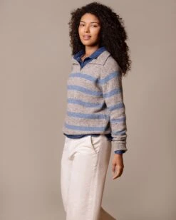 Donegal Striped Polo Sweater -Celtic & Co Store 204959