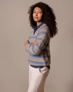 Donegal Striped Polo Sweater -Celtic & Co Store 204961