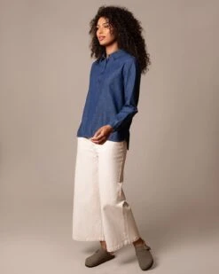 Easy Denim Half Placket Shirt -Celtic & Co Store 204984