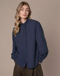 Textured Frill Collar Blouse